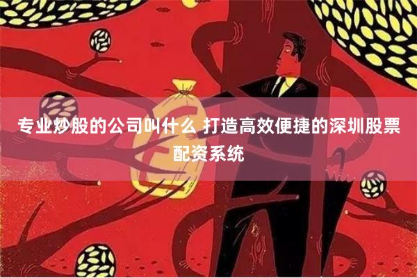 专业炒股的公司叫什么 打造高效便捷的深圳股票配资系统